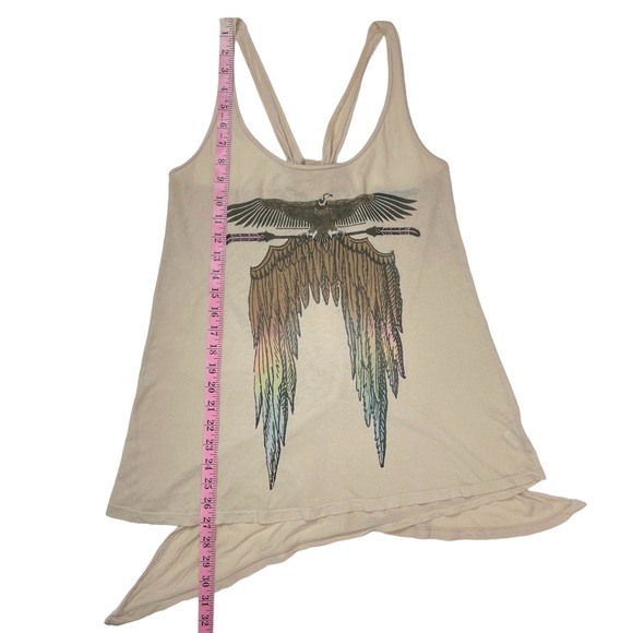 Wildfox Rainbow Light Feather Open Back Tank Top in Tan Size Small - Picture 7 of 11